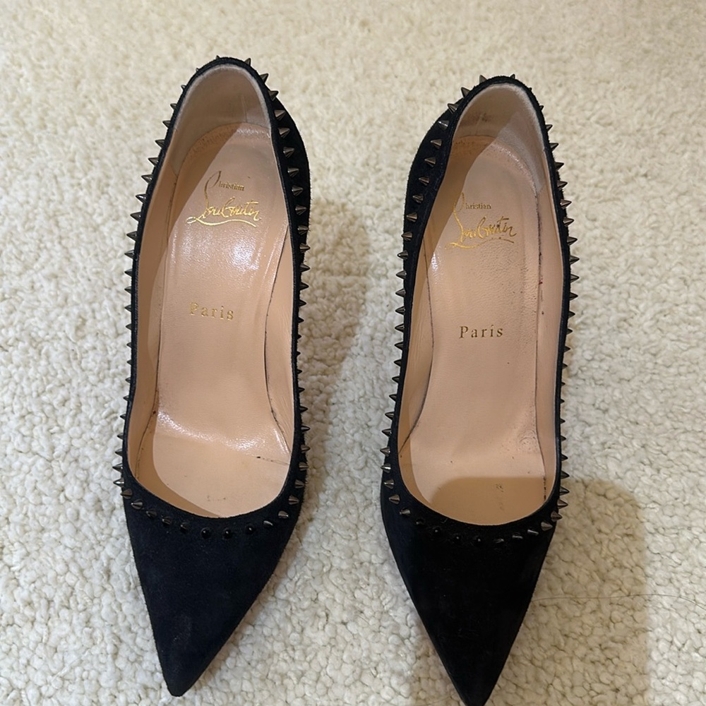 Christian Louboutin Anjalina 85 black suede spike pump